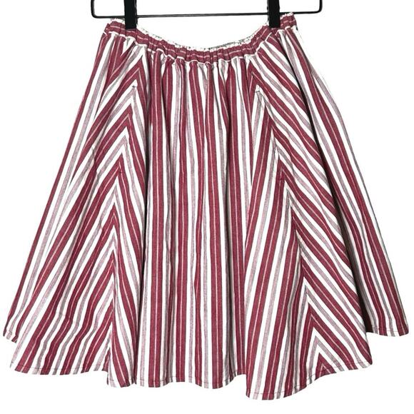 Beams Boy Women’s Knee Length Striped Canvas Skirt Red/White Size S/M - Picture 1 of 6